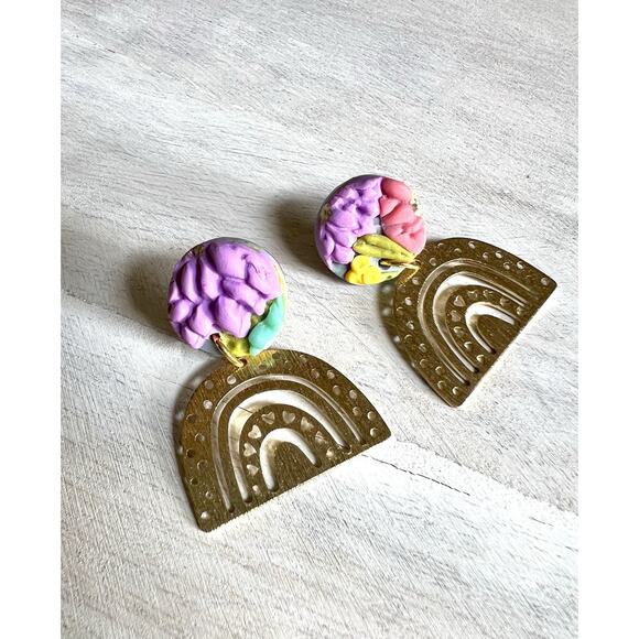 Statement Earrings Handmade Polymer Clay Earrings Handcrafted Artwork Floral - Picture 1 of 4